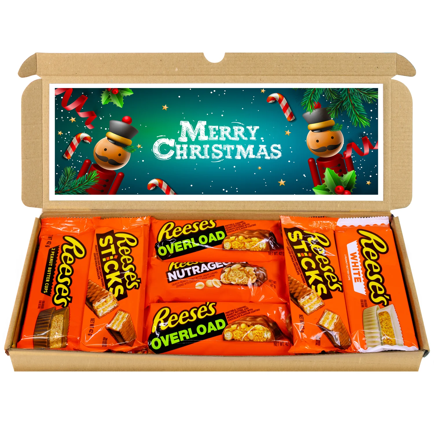 Merry Christmas secret santa reeses chocolate hamper gift letterbox treatbox selection box